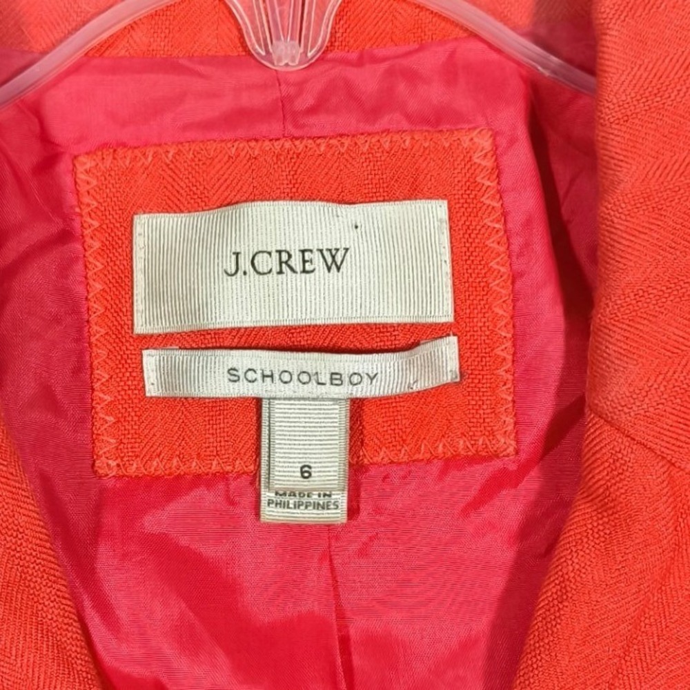 J.Crew Schoolboy Blazer Coral Pink Herringbone Metallic Jacket Style 37852 Sz 6 - Picture 2 of 9